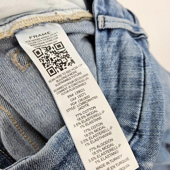 Frame Jeans Blue Jadite Le Crop Mini Boot Mid Rise Medium Wash Stretch Denim 24 - Picture 6 of 7